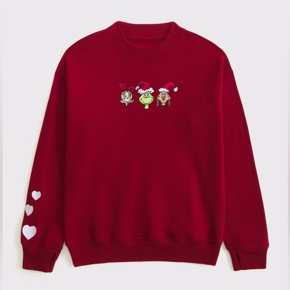 abercrombie kids Other - Abercrombie Kids Embroidered Grinch Crew Neck